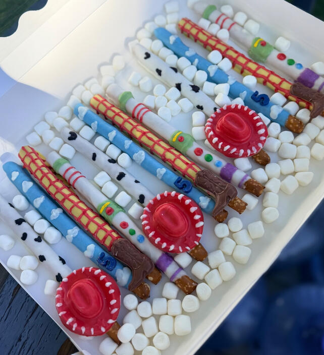 toy story inspired pretzel rods